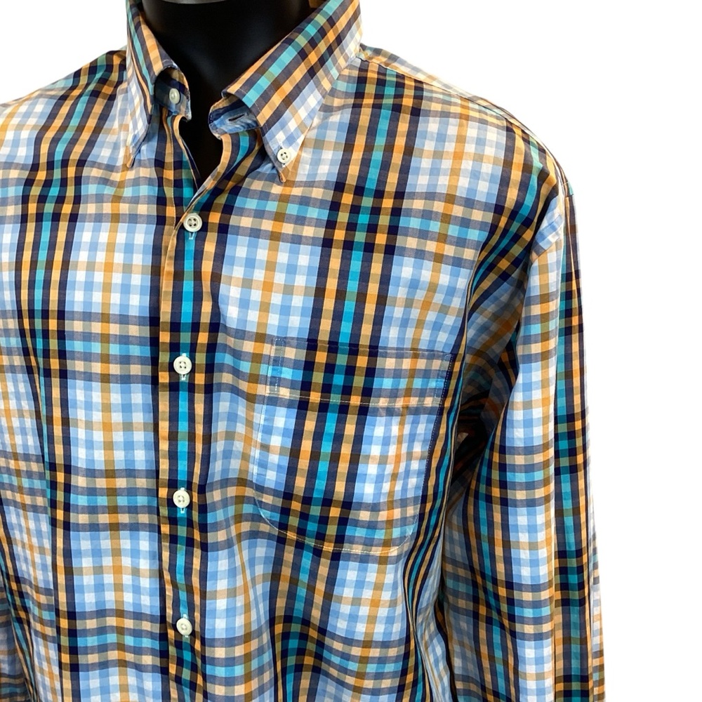 Peter Millar Multi-Color Checked Button Up Cotton… - image 7